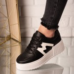 Sneakers dama din piele ecologica Negri Havana