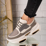 Sneakersi dama din piele ecologica Gri Canna