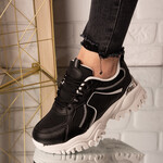 Sneakers dama din piele ecologica Negri Marinela