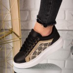 Sneakers dama din piele ecologica Negri Jeni