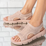 Sandale dama din material textil cu pietre stralucitoare Roz Helga