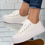 Sneakersi dama din material textil Albi Stefania