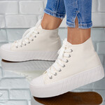 Sneakersi dama din material textil Albi Dana