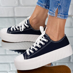 Sneakersi dama din material textil Albastri Stefania