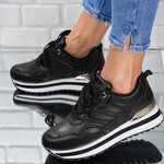 Sneakersi dama din piele ecologica Negri Geta