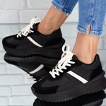 Sneakersi dama din piele ecologica Negri Liana