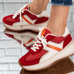Sneakersi dama din piele ecologica Rosii  Liana