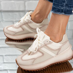 Sneakersi dama din piele ecologica Bej Liana