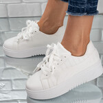 Sneakersi dama din piele ecologica Albi Antoanela