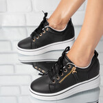 Sneakersi dama din piele ecologica cu talpa inalta Negri Simina