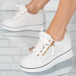 Sneakersi dama din piele ecologica cu talpa inalta Albi Simina