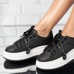 Sneakersi dama cu talpa inalta din piele ecologica Negri Kaira