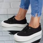 Sneakersi dama din material textil Negri Amara