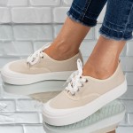 Sneakersi dama din material textil Bej  Amara