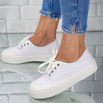Sneakersi dama din material textil Albi Amara