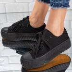 Sneakersi dama din material textil Negri Drusea
