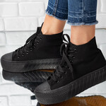 Sneakersi dama din material textil Negri Ona