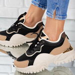 Sneakers dama din piele ecologica Negri Eliza