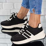 Sneakersi dama din piele ecologica Negri Ameia