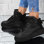 Sneakers dama din piele ecologica Negri Tonya