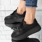 Sneakers dama din piele ecologica  cu lant Negri Zita