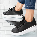 Sneakersi dama din piele ecologica Negri Maia