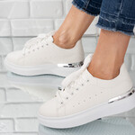 Sneakersi dama din piele ecologica Albi Maia