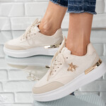 Sneakersi dama din material textil Bej Augusta