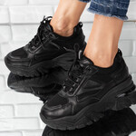Sneakersi dama din piele ecologica inalti Negri Alma