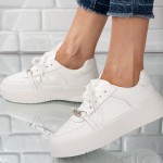 Sneakers dama din piele ecologica  cu lant Albi Zita