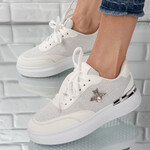Sneakersi dama din material textil Albi Augusta