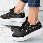 Sneakersi dama din piele ecologica Negri Aurica