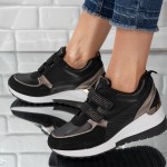 Sneakersi dama din piele ecologica cu scai Negri Alexandra