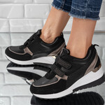 Sneakersi dama din piele ecologica cu scai Negri Alexandra
