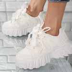 Sneakersi dama din piele ecologica Albi Atena