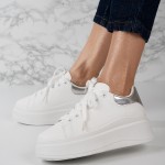 Sneakersi din piele ecologica Argintii Lydia