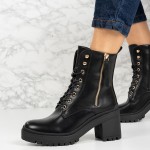 Ghete dama cu toc imblanite din piele ecologica PREMIUM Negre Ximena