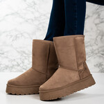 Cizme tip UG Imblanite din Piele Ecologica Intoarsa PREMIUM Khaki Ania