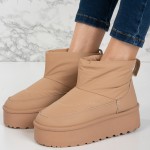 Cizme tip UG imblanite si impermeabile din fas si piele ecologica Bej KATIA