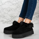 Cizme tip UG imblanite din piele ecologica intoarsa PREMIUM Negre Matisa