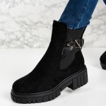 Ghete dama din piele ecologica intoarsa PREMIUM Negre Renna