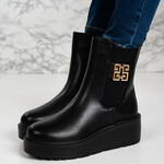 Ghete dama imblanite din piele ecologica PREMIUM Negre Kamisa