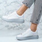 Sneakers dama din piele ecologica Argintii Thea