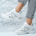 Sneakersi dama din piele ecologica Albi Nellie