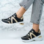 Sneakers dama din piele ecologica Negri Nellie