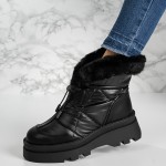Cizme dama imblanite si impermeabile din fas si piele ecologica Negre Ceyda