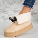 Cizme tip UG imblanite din piele ecologica intoarsa PREMIUM Bej Alima