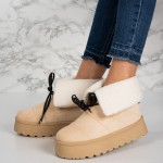 Cizme tip UG imblanite din piele ecologica intoarsa PREMIUM Bej Alima
