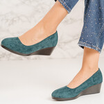 Pantofi dama casual din piele intoarsa Verzi Kaia