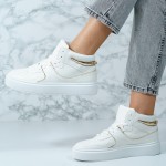 Sneakers dama Albi din piele ecologica cu insertii aurii Bonnie